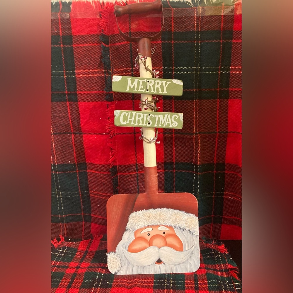 Merry Christmas Decor Santa Clause Painted Shovel Size 17” x 6”